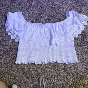 White off shoulder crop top